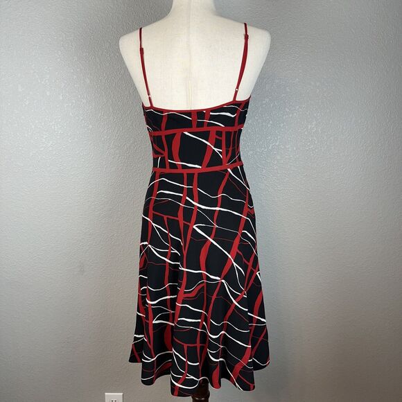 Vintage 90s y2k Betsey Johnson A-Line Dress Size 8 Black Red White Abstract Silk - Picture 4 of 8